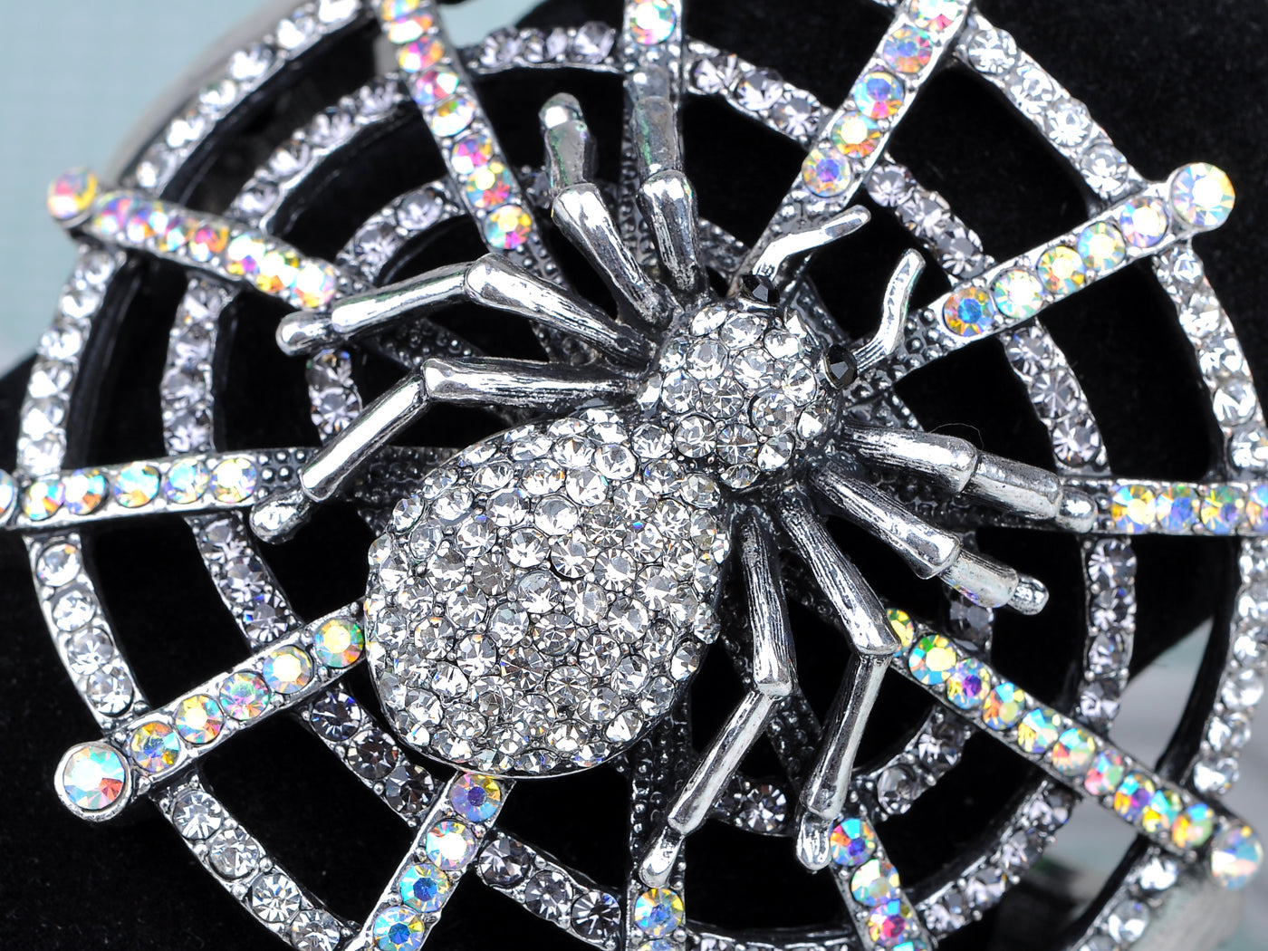 Creepy Halloween Topaz Aurora Spider Web Bracelet Bangle Cuff