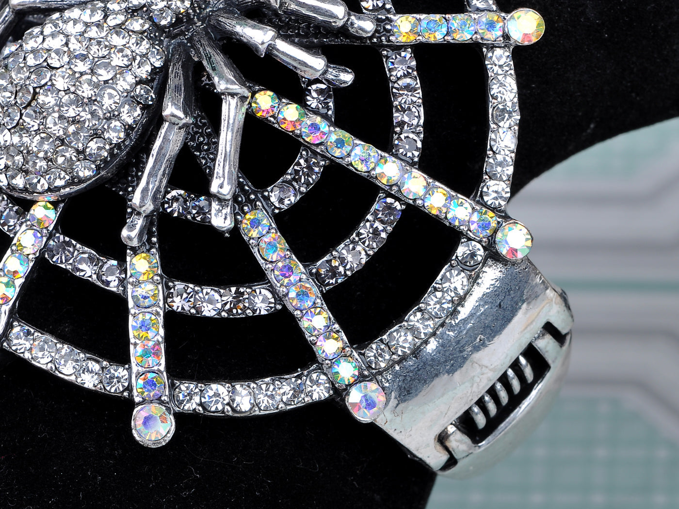 Creepy Halloween Topaz Aurora Spider Web Bracelet Bangle Cuff