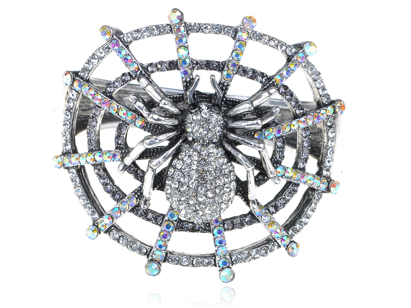 Creepy Halloween Topaz Aurora Spider Web Bracelet Bangle Cuff