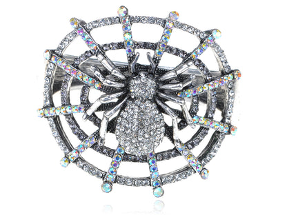 Creepy Halloween Topaz Aurora Spider Web Bracelet Bangle Cuff