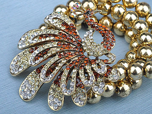 Exotic Multicolor Peacock Bird Bangle Bracelet Cuff