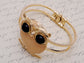 Antique Hoot Wide Eye Night Perch Owl Bird Bracelet Cuff Bangle