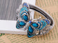 Iridescent Sapphire Colored Butterfly Cuff Bracelet
