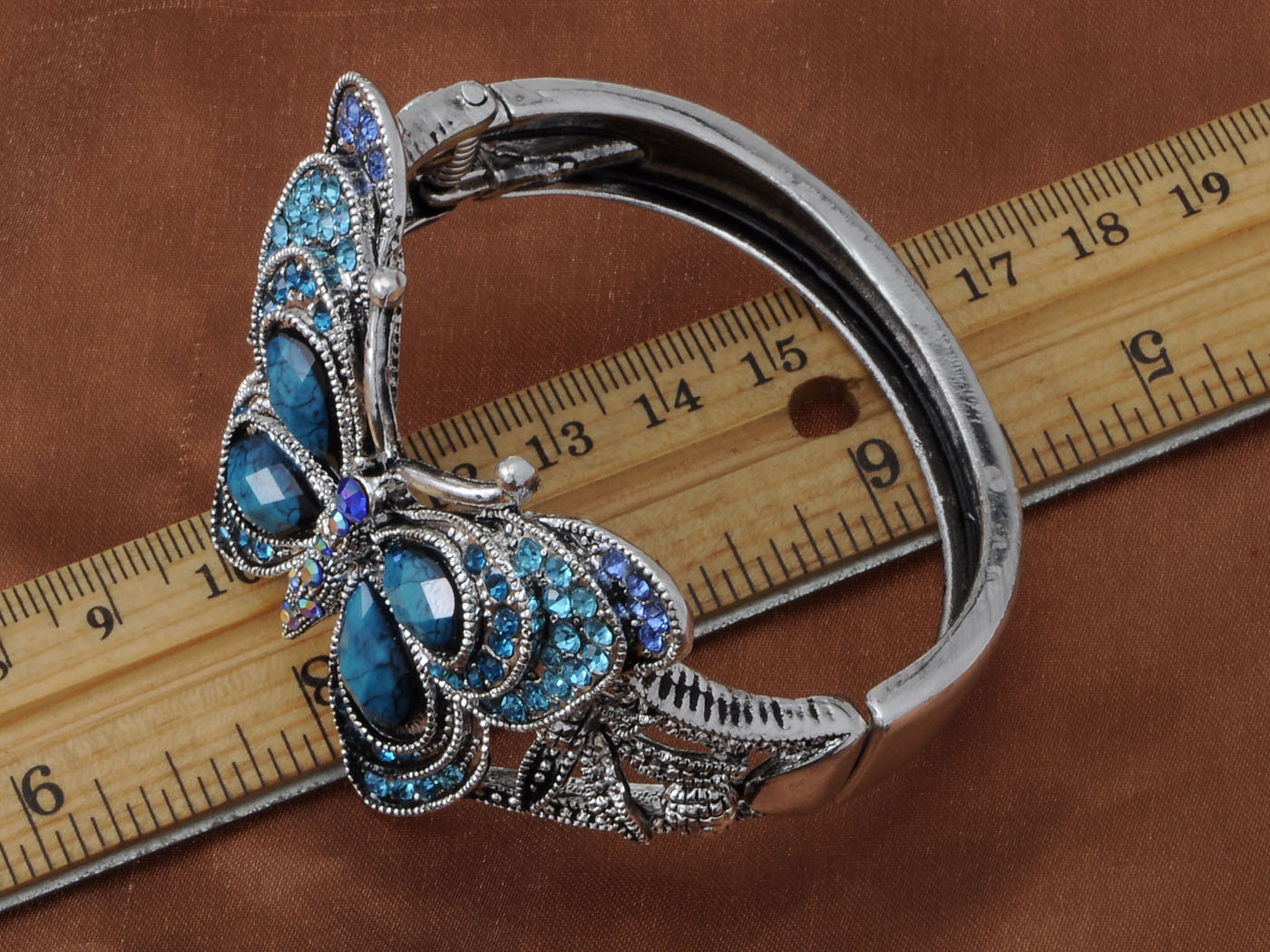 Iridescent Sapphire Colored Butterfly Cuff Bracelet