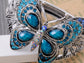 Iridescent Sapphire Colored Butterfly Cuff Bracelet