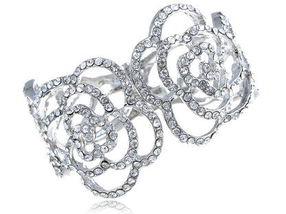 Beauty & Beast Rose Filigree Outline Cuff Bracelet