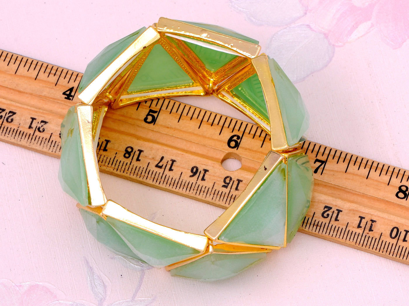 Mint Green Egyptian Pyramid Style Statement Bracelet With D Accents