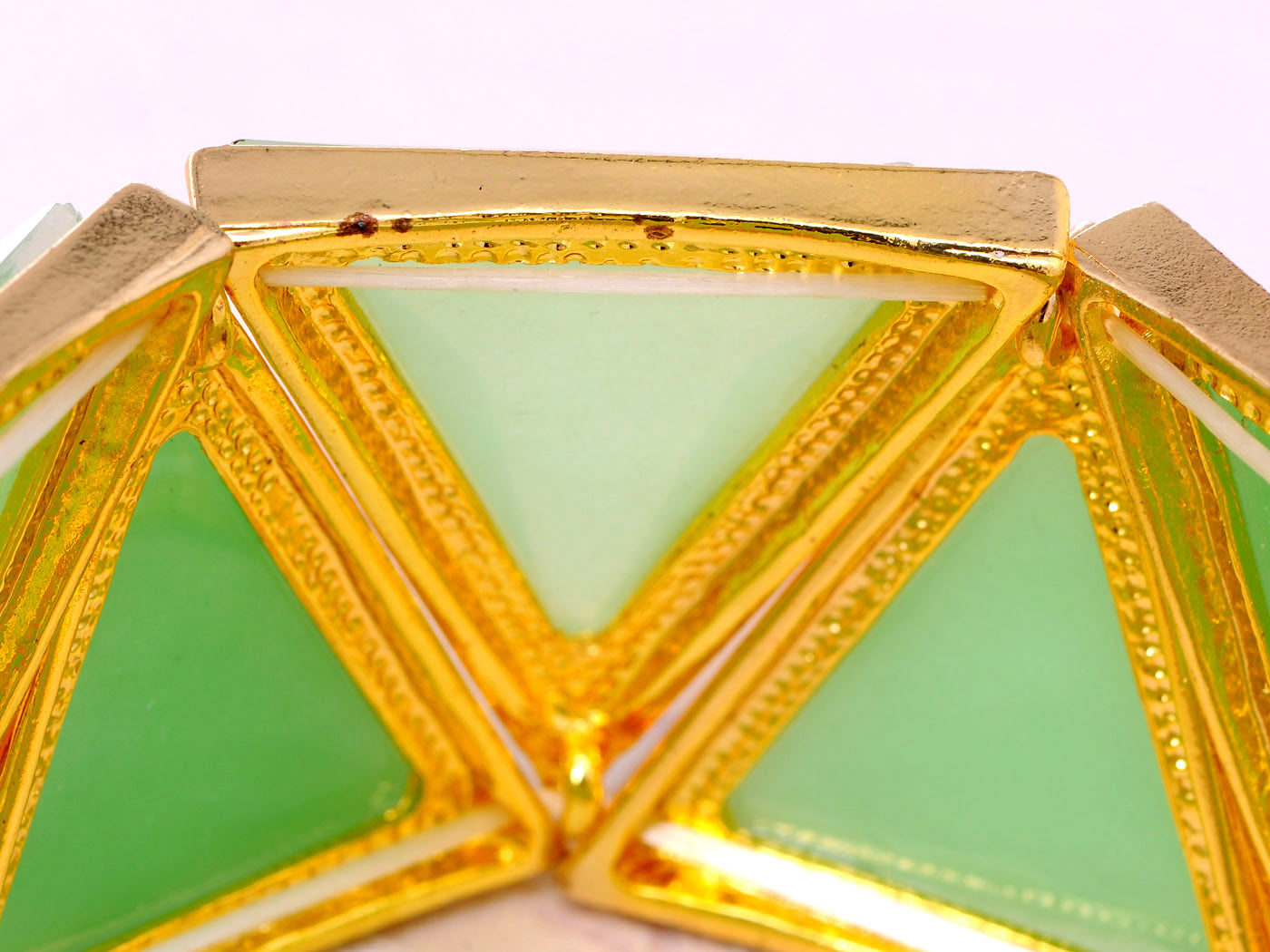 Mint Green Egyptian Pyramid Style Statement Bracelet With D Accents