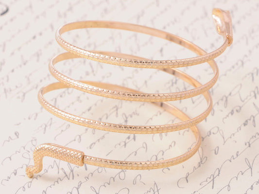 Gold Egyptian Spiral Snake Wrap Around Arm Cuff Coil Bangle Bracelet