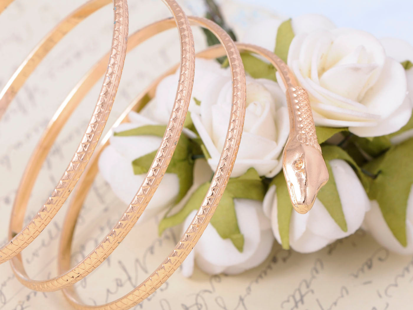Gold Egyptian Spiral Snake Wrap Around Arm Cuff Coil Bangle Bracelet