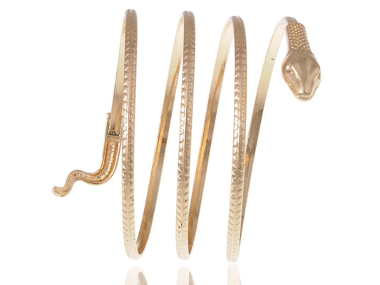 Gold Egyptian Spiral Snake Wrap Around Arm Cuff Coil Bangle Bracelet