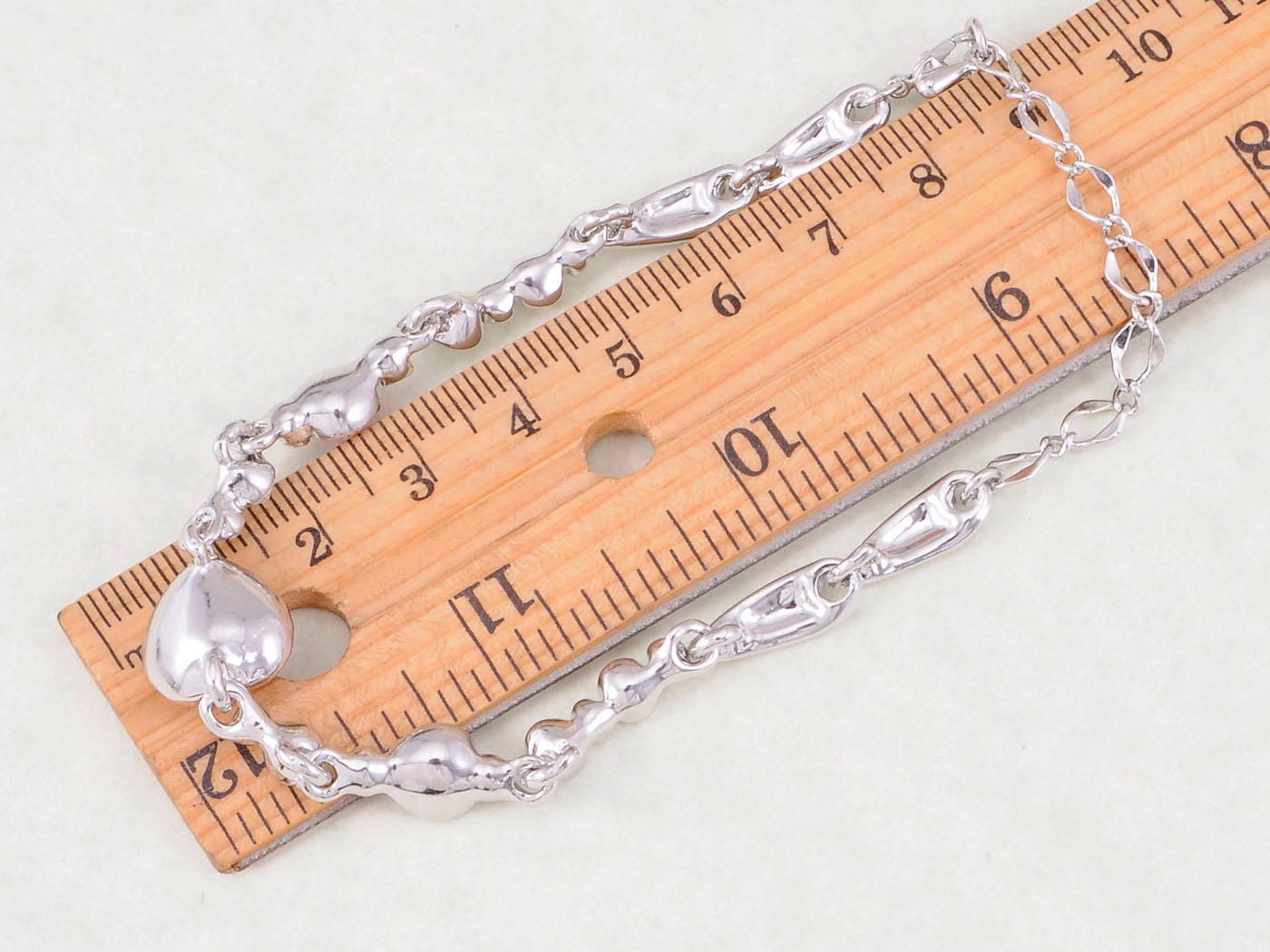 Dainty Rose Pink Heart Shaped Princess Chain Link Bracelet