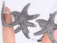 Gold Textured Starfish Stretch Bangle Cuff Statement Bracelet