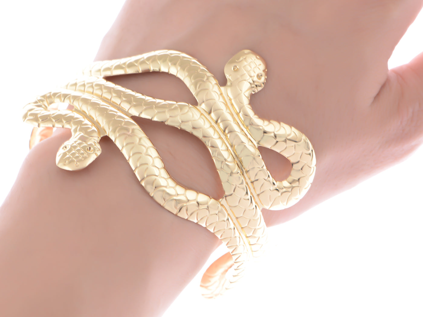 Asian Carved Twin Dancing Snakes Bracelet