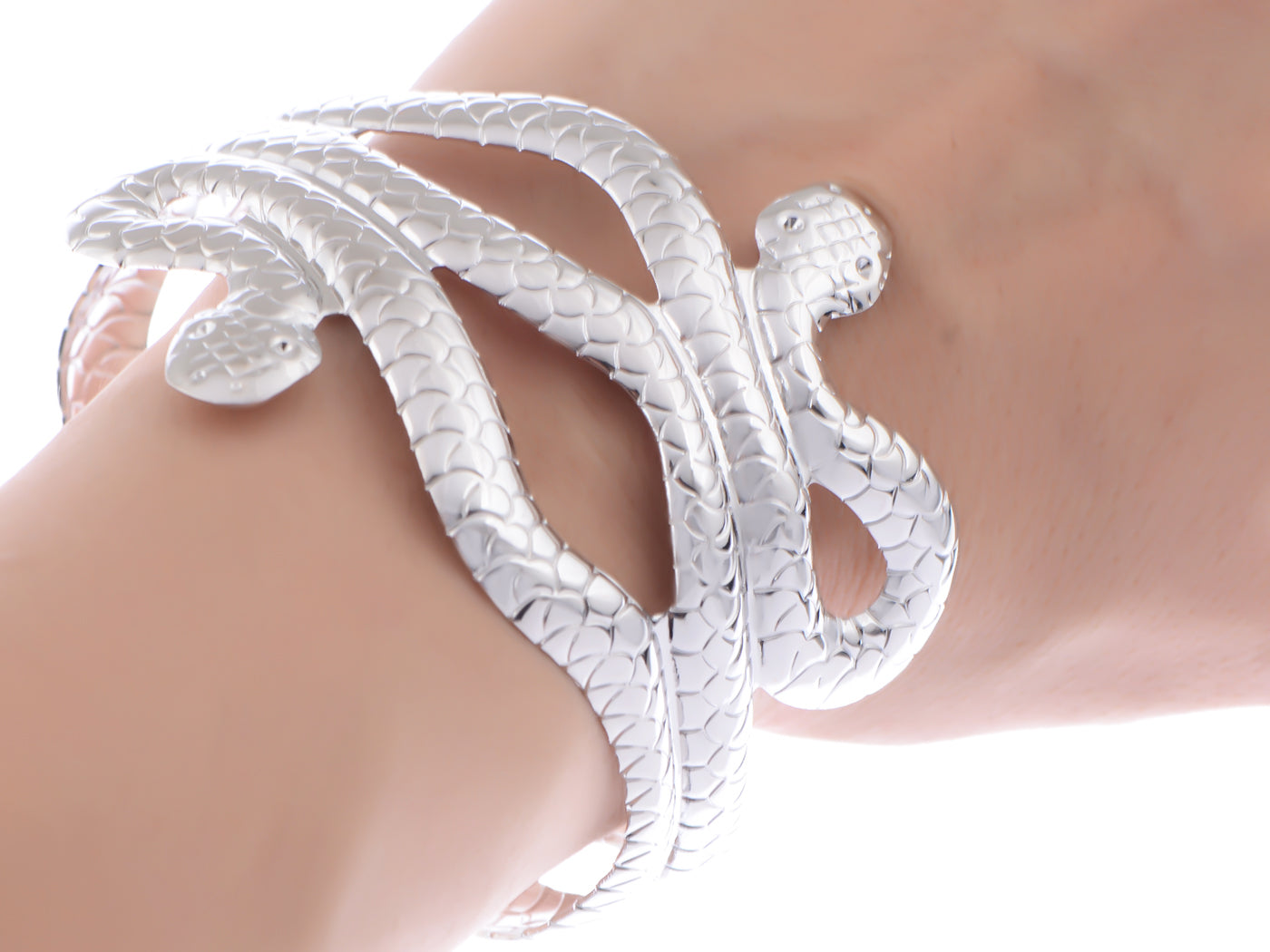 Asian Carved Twin Dancing Snakes Bracelet