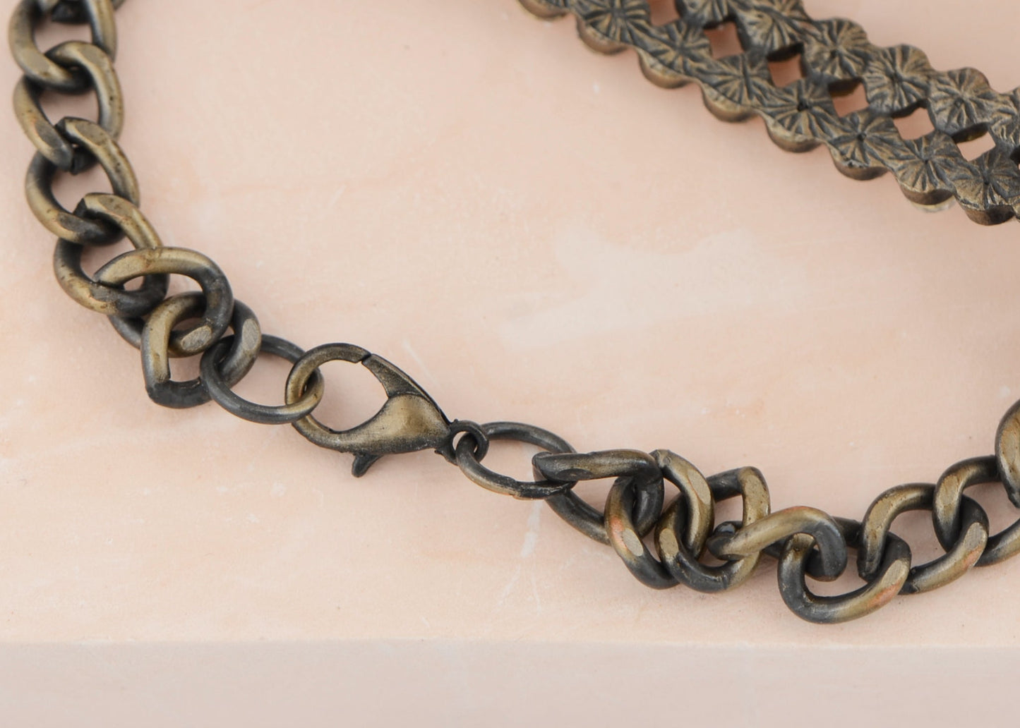 Bronze Double Lines Link Chain Bracelet