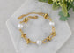 18K Gold-Plated Pearl Link Bracelet - Stainless Steel Pearl Bead Chain Bracelet Boho Chic Jewelry for Valentine's Day Birthdays