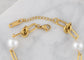 18K Gold-Plated Pearl Link Bracelet - Stainless Steel Pearl Bead Chain Bracelet Boho Chic Jewelry for Valentine's Day Birthdays