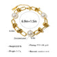18K Gold-Plated Pearl Link Bracelet - Stainless Steel Pearl Bead Chain Bracelet Boho Chic Jewelry for Valentine's Day Birthdays