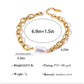 18K Gold-Plated Pearl Link Bracelet - Stainless Steel Pearl Bead Chain Bracelet Boho Chic Jewelry for Valentine's Day Birthdays
