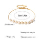 18K Gold-Plated Pearl Link Bracelet - Stainless Steel Pearl Bead Chain Bracelet Boho Chic Jewelry for Valentine's Day Birthdays