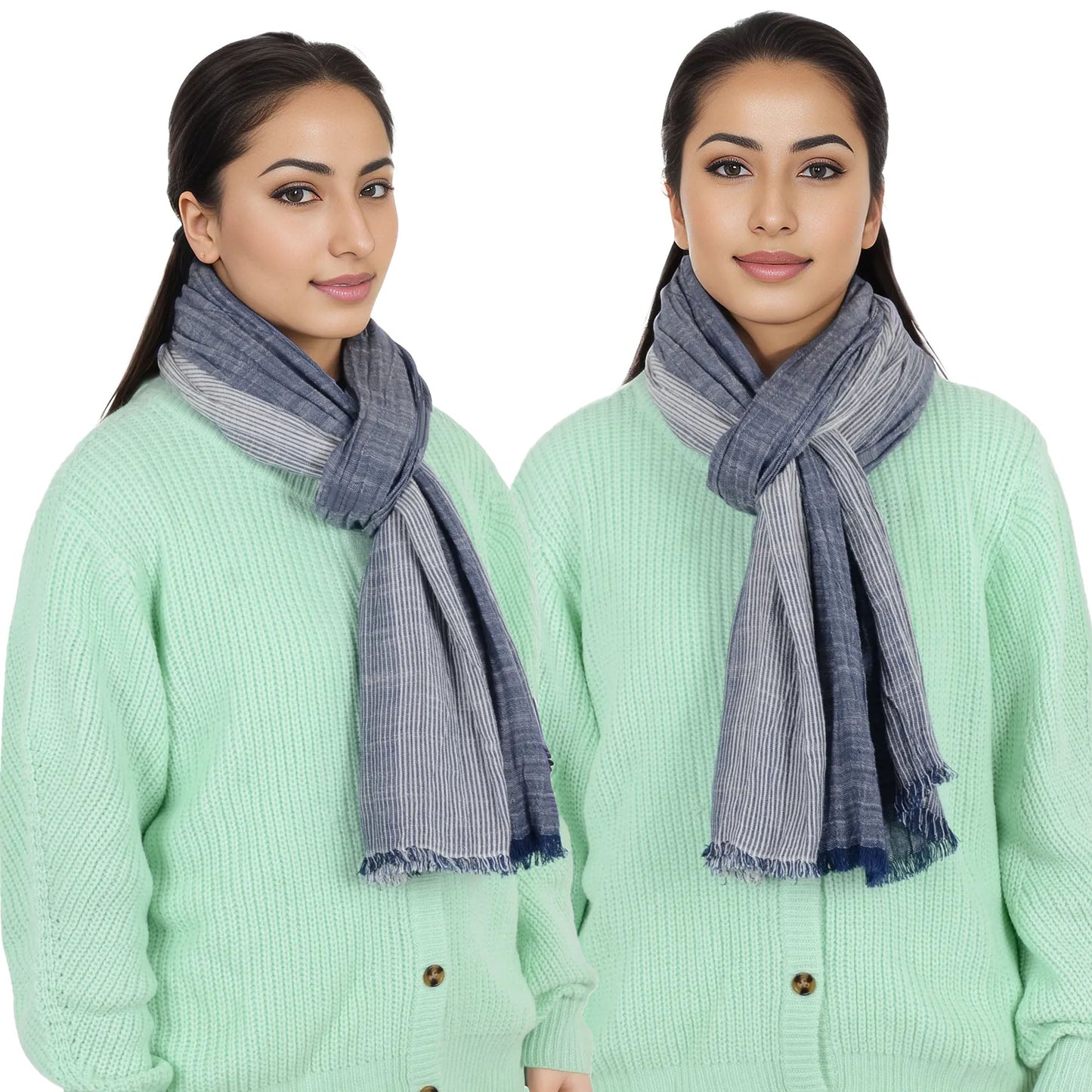 Lightweight Cotton Linen Scarf Striped Fashion Wrap Shawl for Women Men