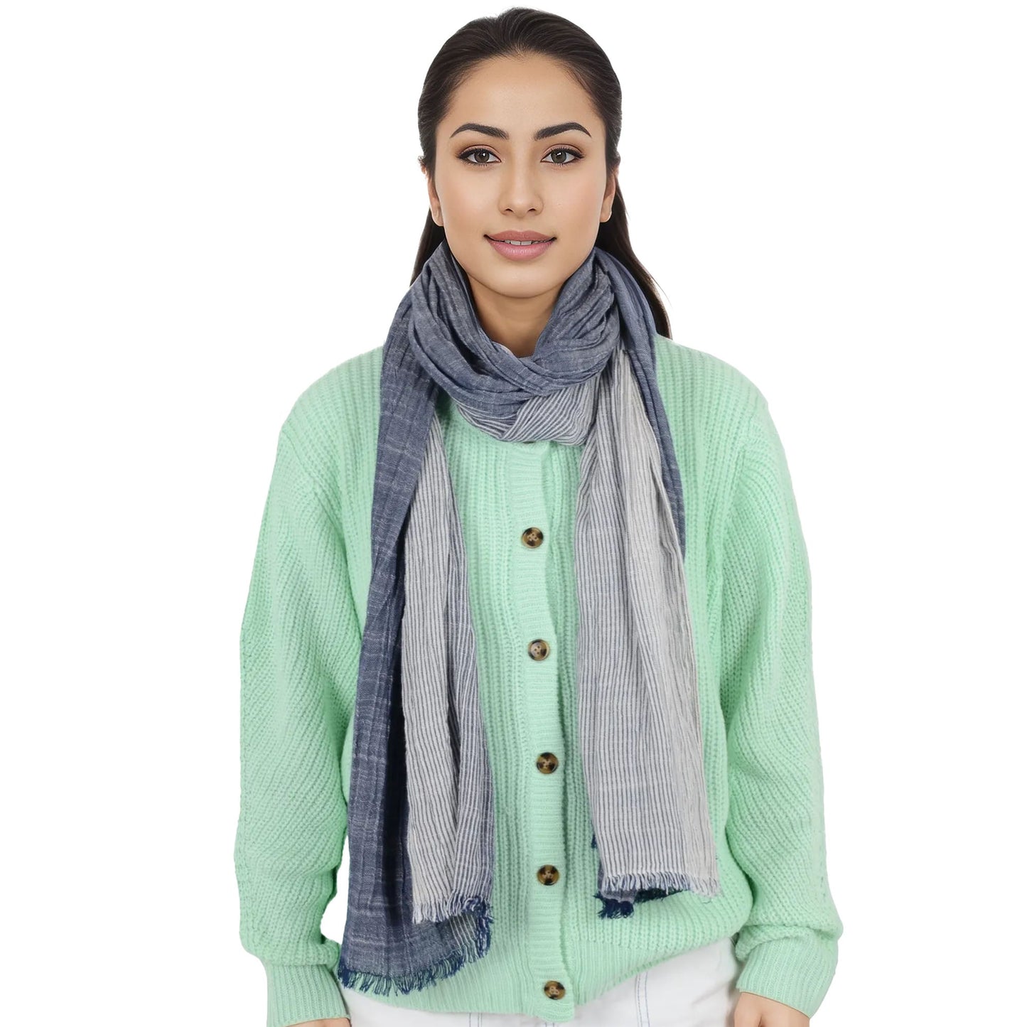 Lightweight Cotton Linen Scarf Striped Fashion Wrap Shawl for Women Men