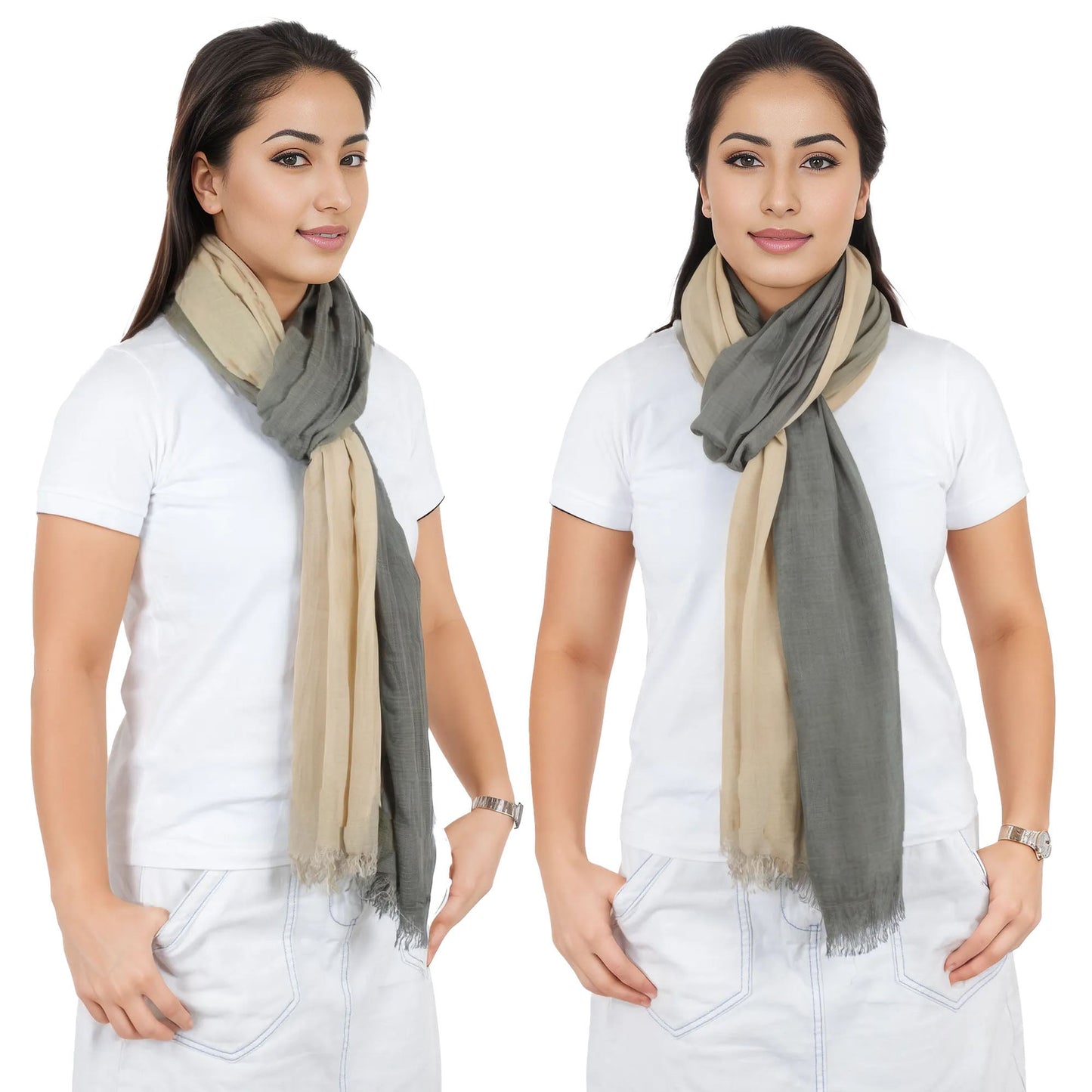 Lightweight Cotton Linen Scarf Gradient Colors Long Travel Scarf Wrap Shawl for Women 74.8in x 35.4in