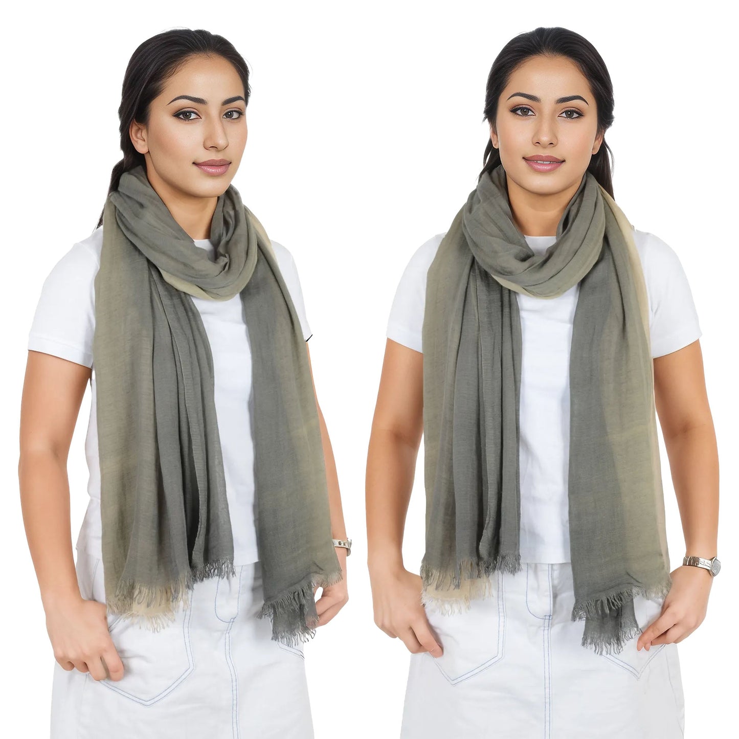 Lightweight Cotton Linen Scarf Gradient Colors Long Travel Scarf Wrap Shawl for Women 74.8in x 35.4in