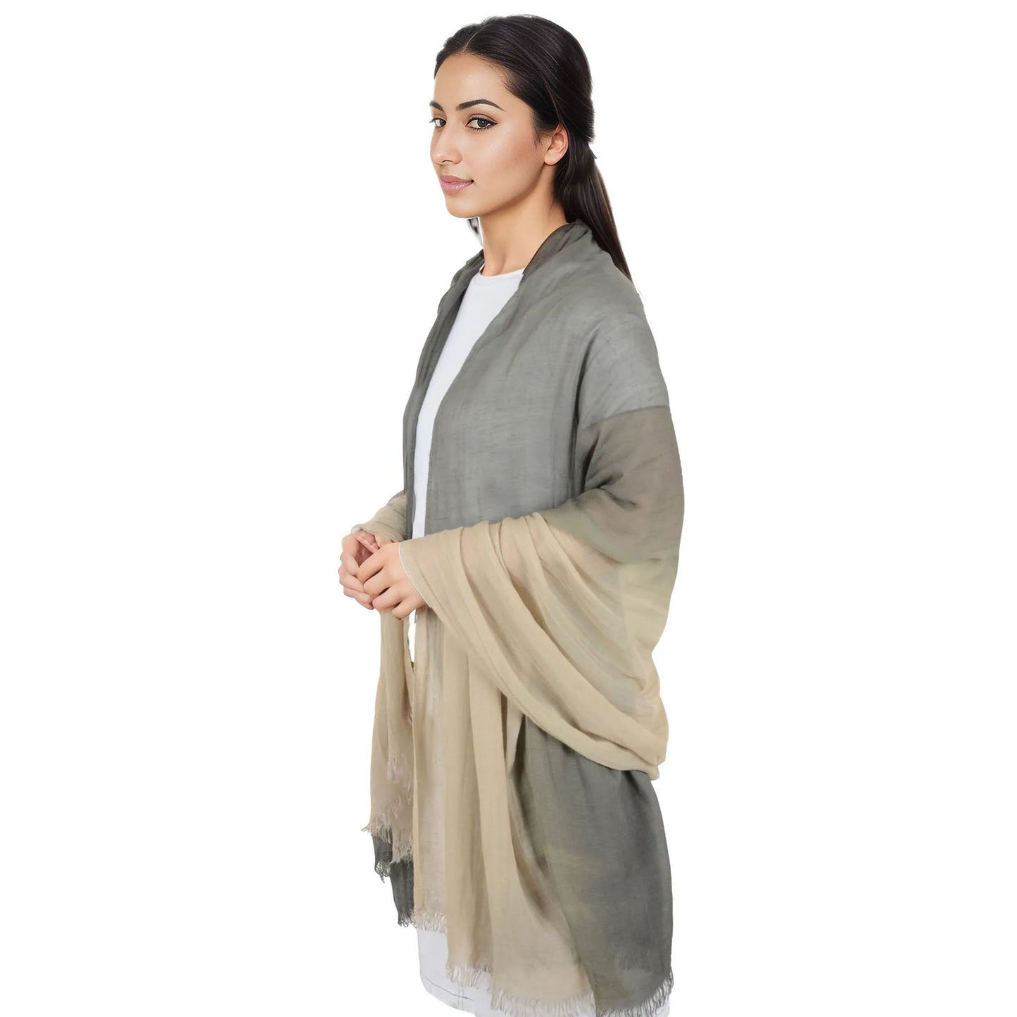 Lightweight Cotton Linen Scarf Gradient Colors Long Travel Scarf Wrap Shawl for Women 74.8in x 35.4in