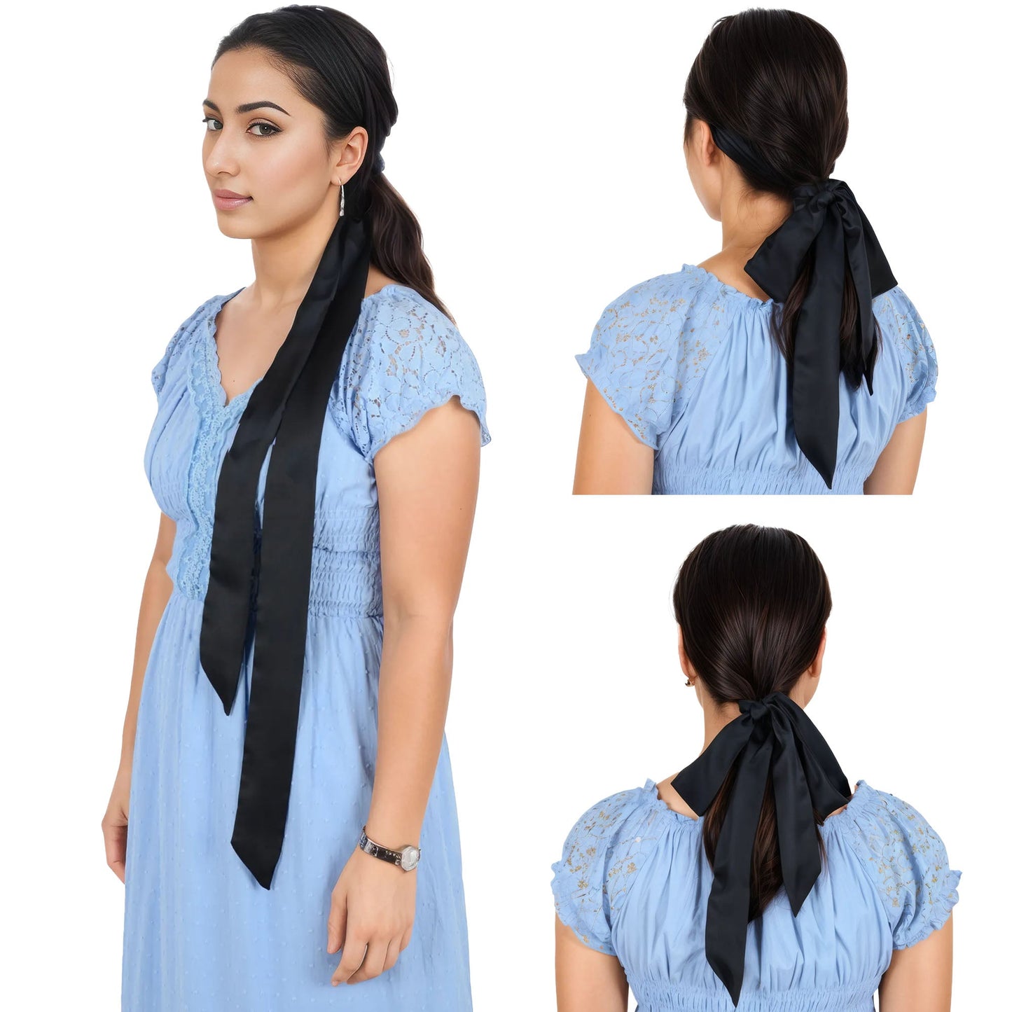 Solid Color Ribbon Scarf Long Neckerchief Satin Belt Necktie Headscarf Narrow Scarf