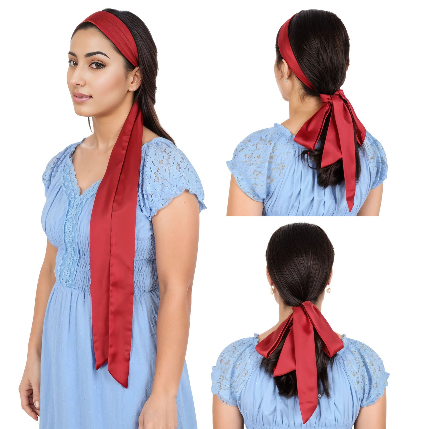 Solid Color Ribbon Scarf Long Neckerchief Satin Belt Necktie Headscarf Narrow Scarf