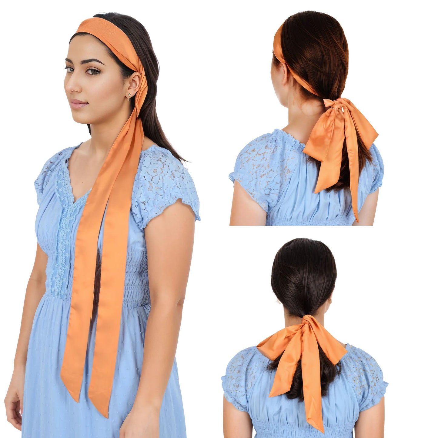 Solid Color Ribbon Scarf Long Neckerchief Satin Belt Necktie Headscarf Narrow Scarf