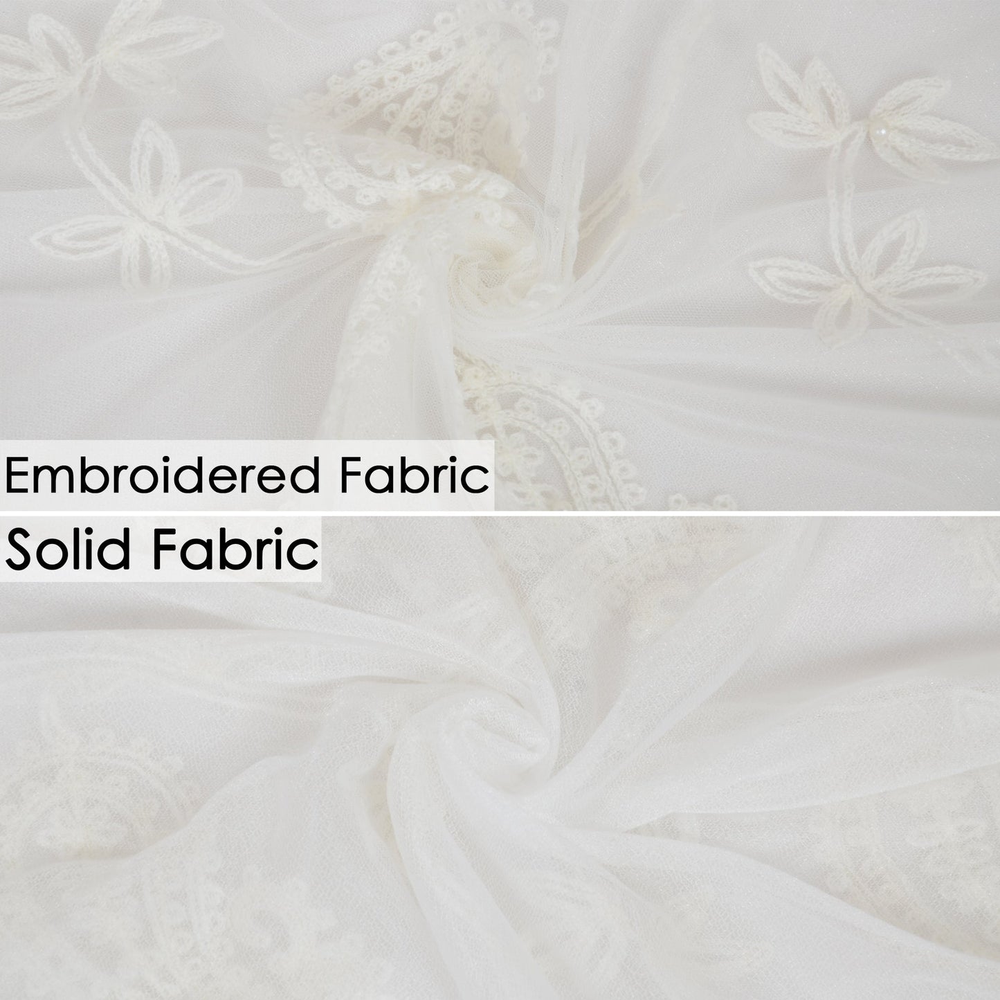 Embroidered Floral Lace Scarf Solid Double Layered Faux Pearls Long Wrap Scarf