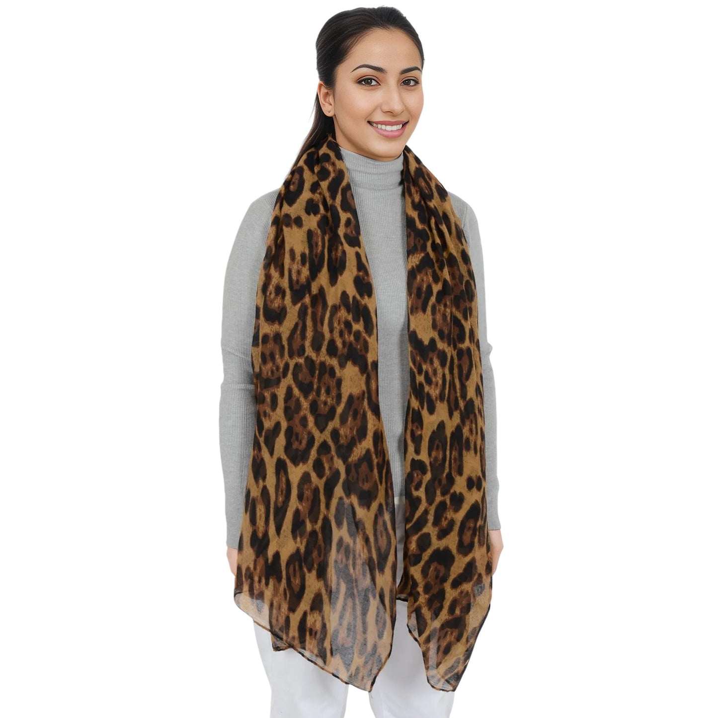 Classic Leopard Print Scarf Lightweight Shawl Wrap Head Scarves