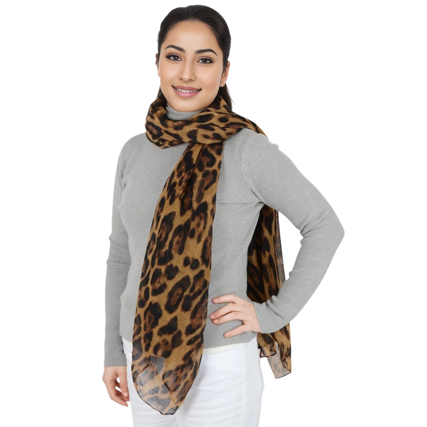 Classic Leopard Print Scarf Lightweight Shawl Wrap Head Scarves