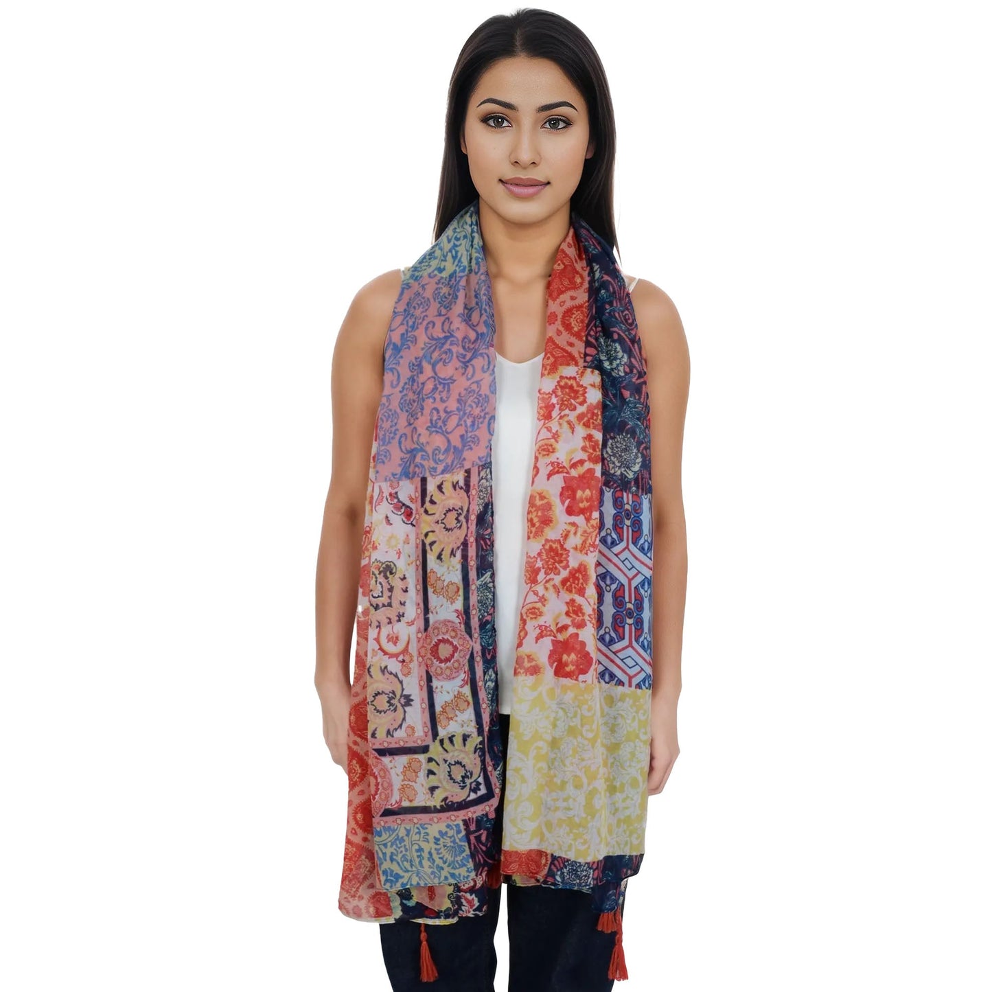 Boho Floral Printed Scarf Fashion Fringed Colorful Shawl Wrap Scarves