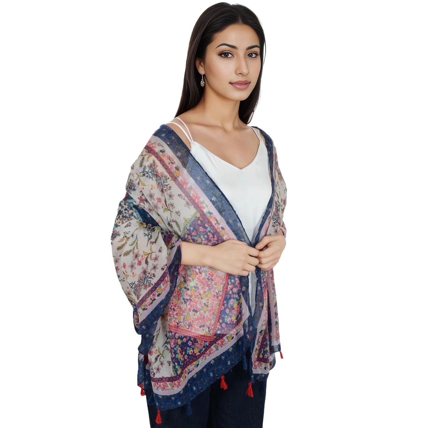 Boho Floral Printed Scarf Fashion Fringed Colorful Shawl Wrap Scarves