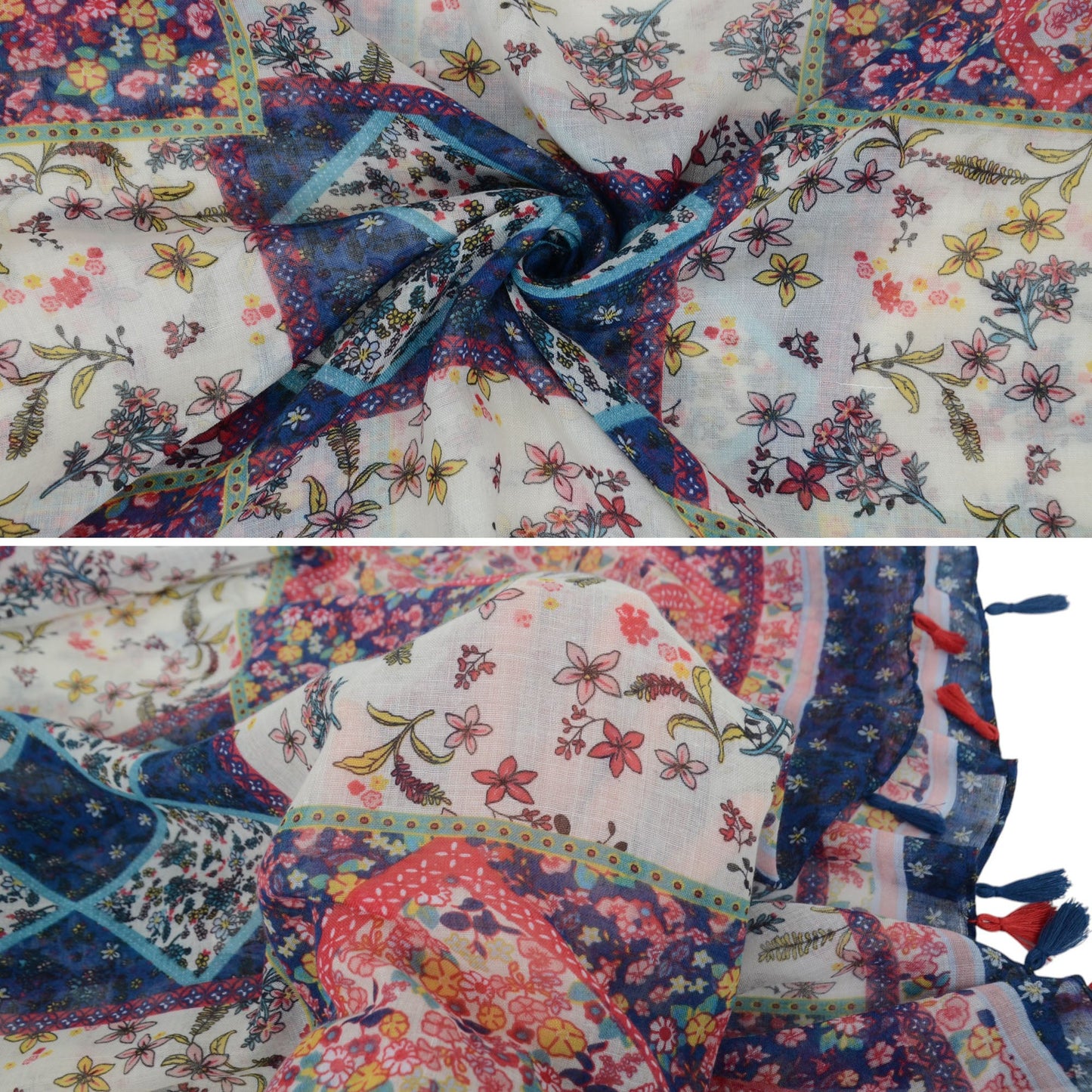 Boho Floral Printed Scarf Fashion Fringed Colorful Shawl Wrap Scarves