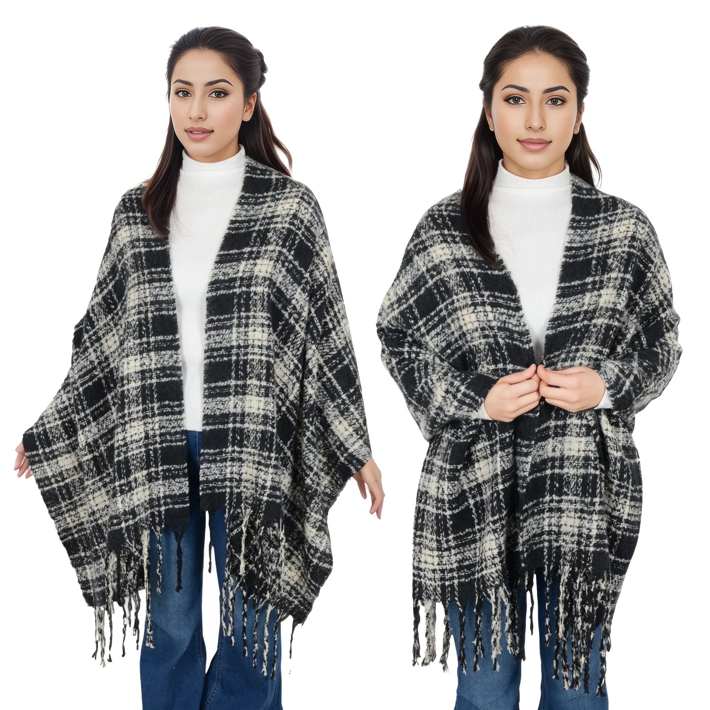 Plaid Winter Scarf Fringed Soft Warm Wrap Shawl Scarf for Women 23.6 x 70.9 inch