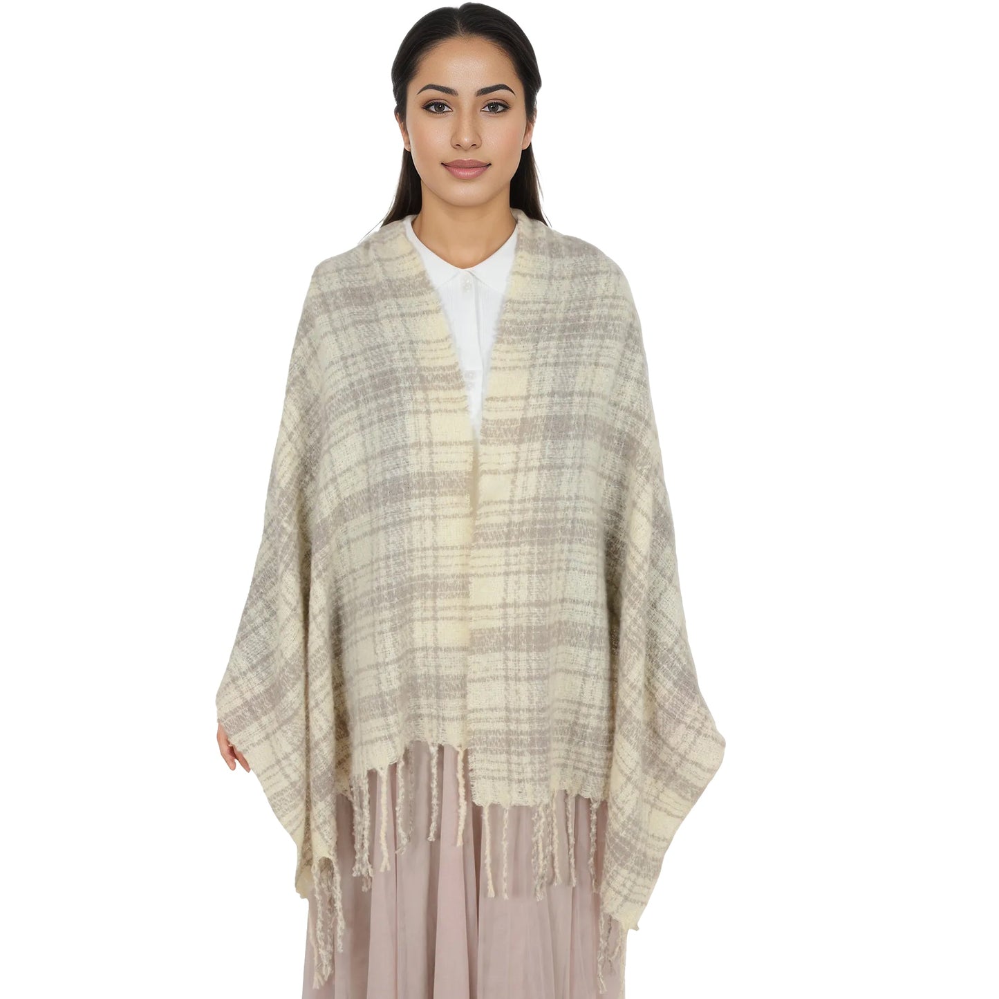 Plaid Winter Scarf Fringed Soft Warm Wrap Shawl Scarf for Women 23.6 x 70.9 inch