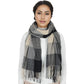 Classic Plaid Winter Scarf Soft Cashmere Feel Wrap Shawl Check Tassel Scarves for Women