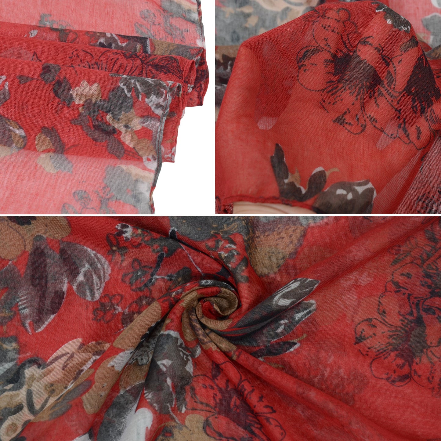 Fashion Floral Print Scarves Lightweight Winter Wrap Scarf Head Shawl for Women