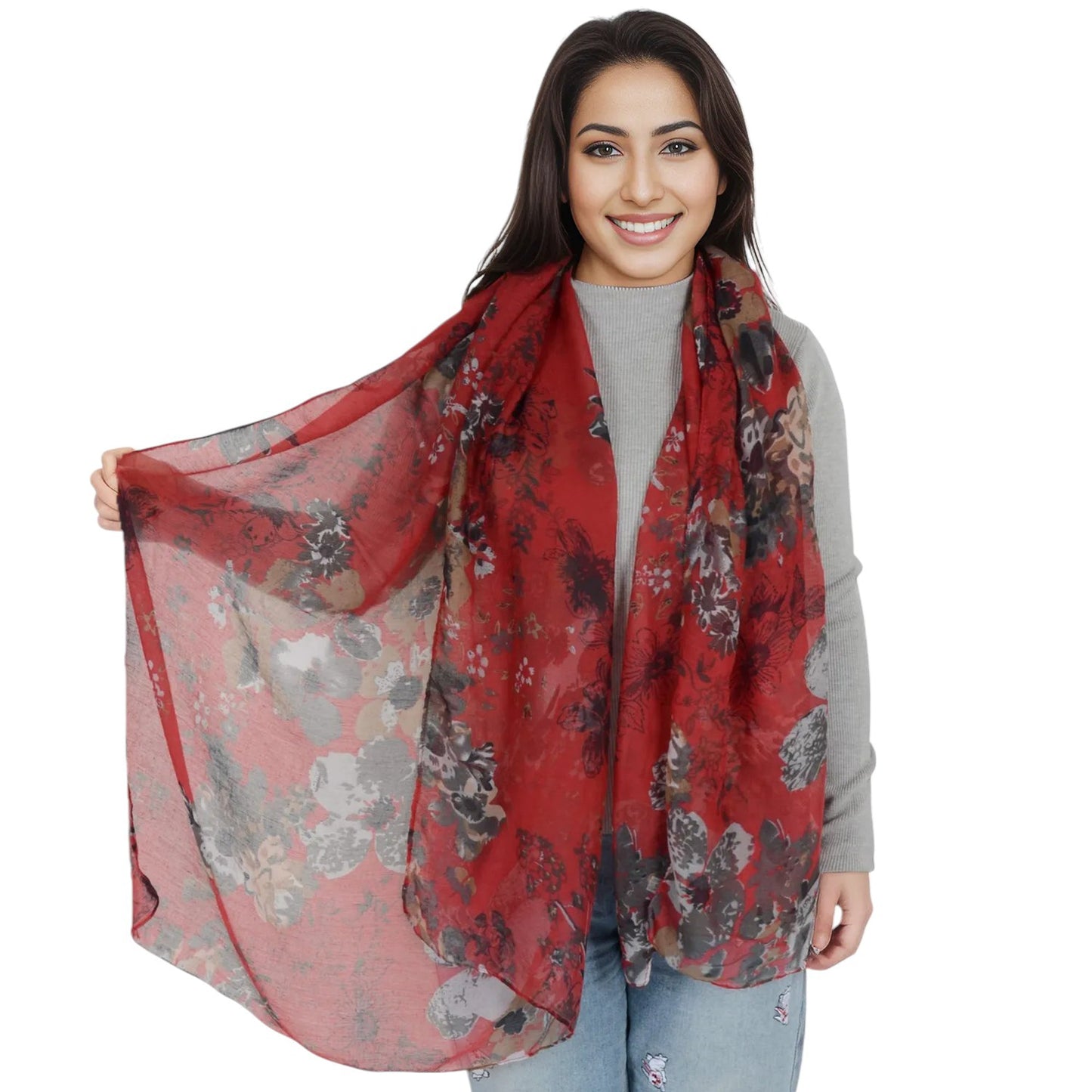 Fashion Floral Print Scarves Lightweight Winter Wrap Scarf Head Shawl for Women
