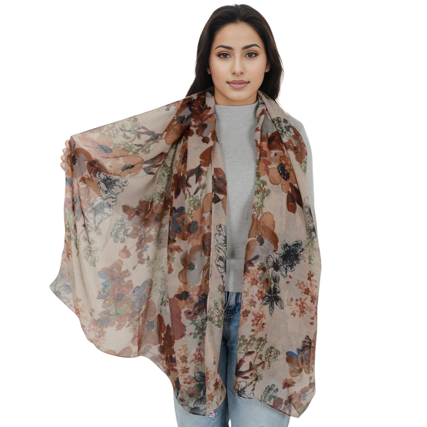 Fashion Floral Print Scarves Lightweight Winter Wrap Scarf Head Shawl for Women