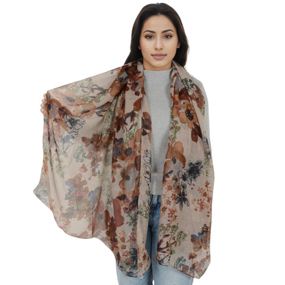 Fashion Floral Print Scarves Lightweight Winter Wrap Scarf Head Shawl for Women