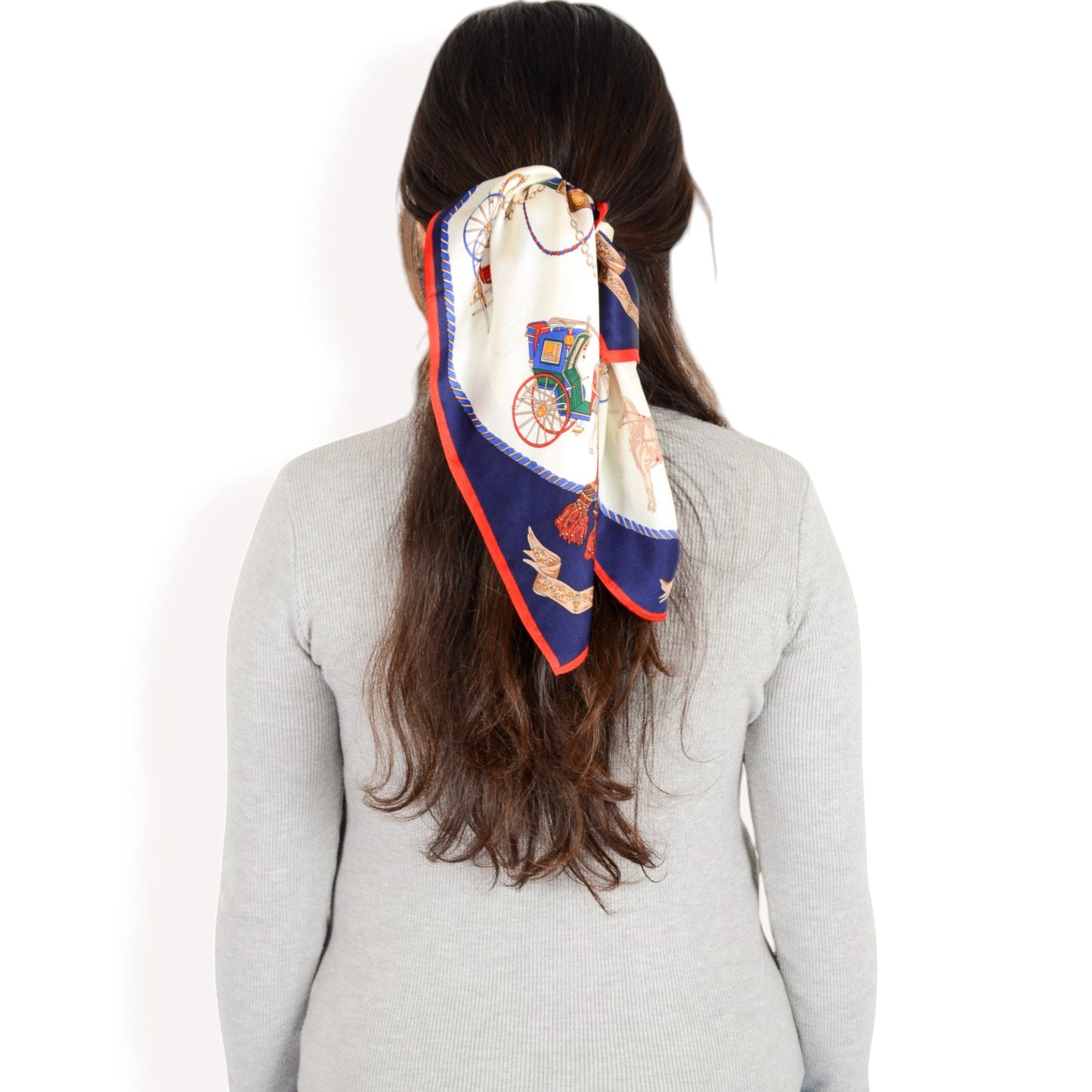 Elegant Floral, Abstract, and Chain Print Silk Square Scarves with Bold Patterns and Luxurious Satin Finish