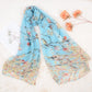Lightweight Floral Birds Print Scarf Cotton Linen Shawls Wrap Scarves
