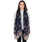 Lightweight Floral Birds Print Scarf Cotton Linen Shawls Wrap Scarves
