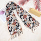 Winter Cashmere Feel Scarf Floral Printed Classic Fringe Shawls Wrap Scarves